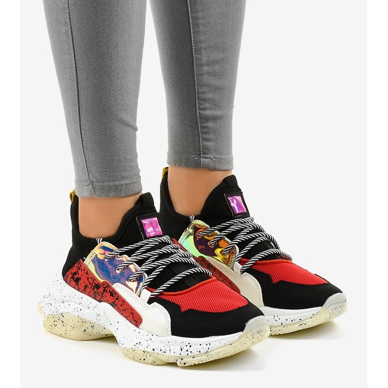 Crne sportske tenisice sa sustavom B0-211 bijela crno crvena siva 1