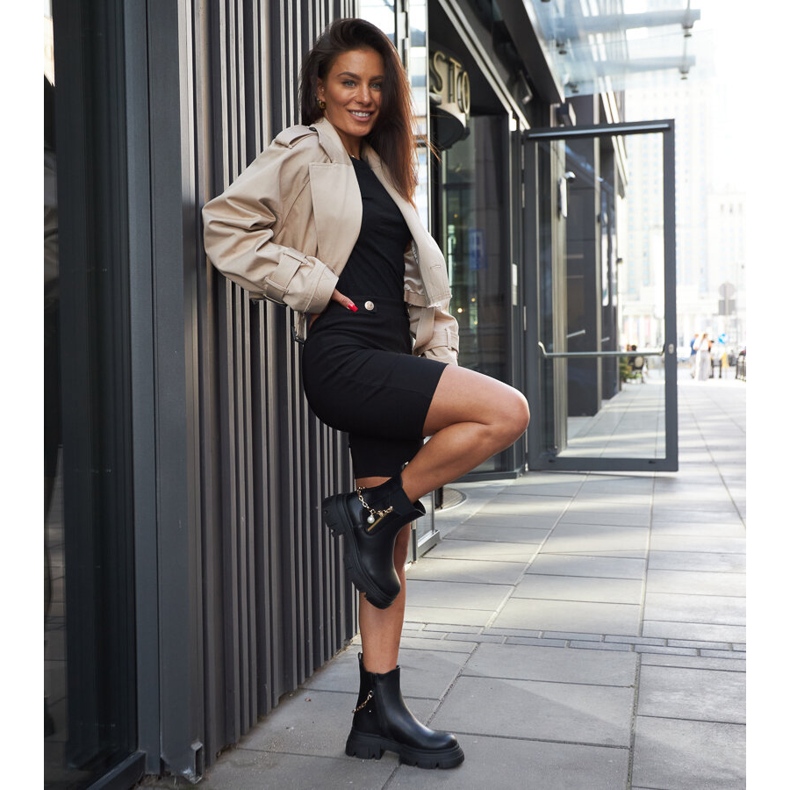 Crne gležnjače s ukrasnim Archard lancem crno 1