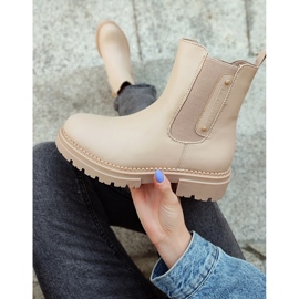 Ženske bež čizme Chelsea s debelim potplatom 2