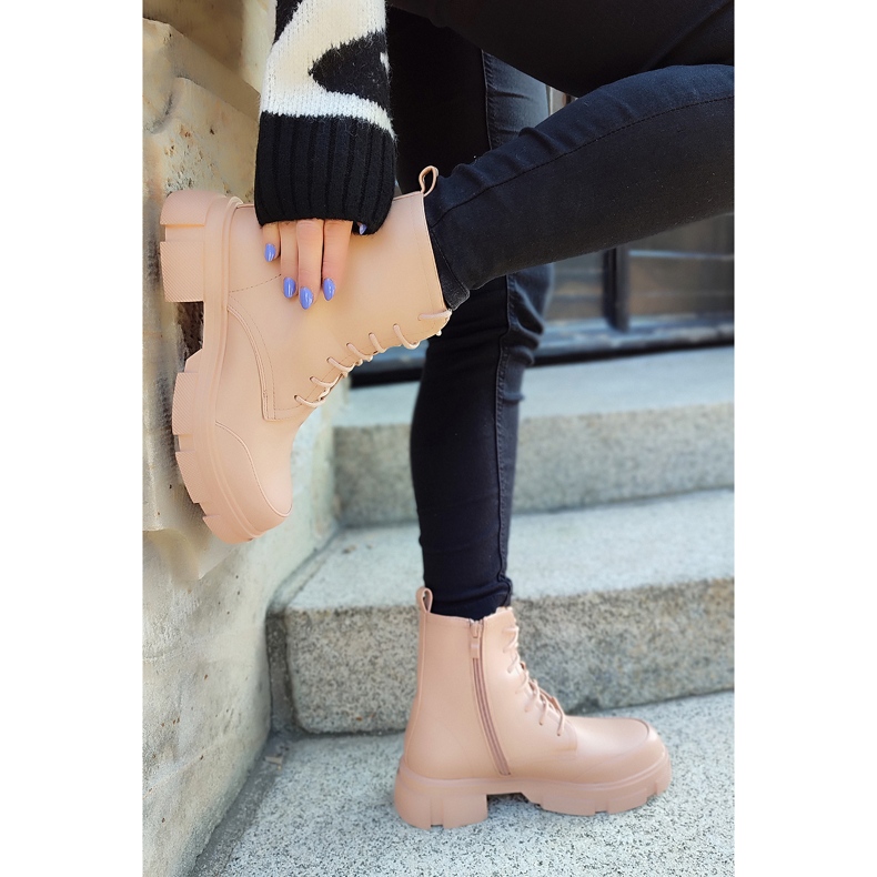 Nude ženske gležnjače na vezanje bež 1