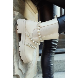 Bež ženske gležnjače s ukrasnim dodacima 1