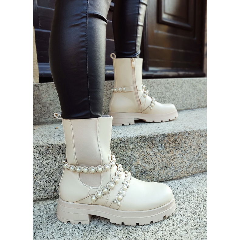 Bež ženske gležnjače s ukrasnim dodacima 2