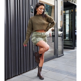 Smeđe visoke čizme ukrašene Vicco kamenčićima smeđa 1