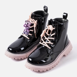 Evento Crne i ružičaste lakirane čizme s Orso medvjedićem crna 1