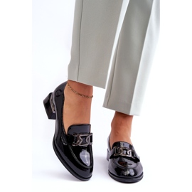 Vinceza Lakirane cipele, crne mokasine s visokim petama crno 1