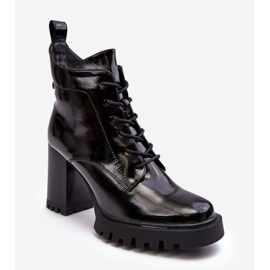 S.Barski Lakirane izolirane čizme na visoku petu, crne D&amp;A MR870-54 crna 1