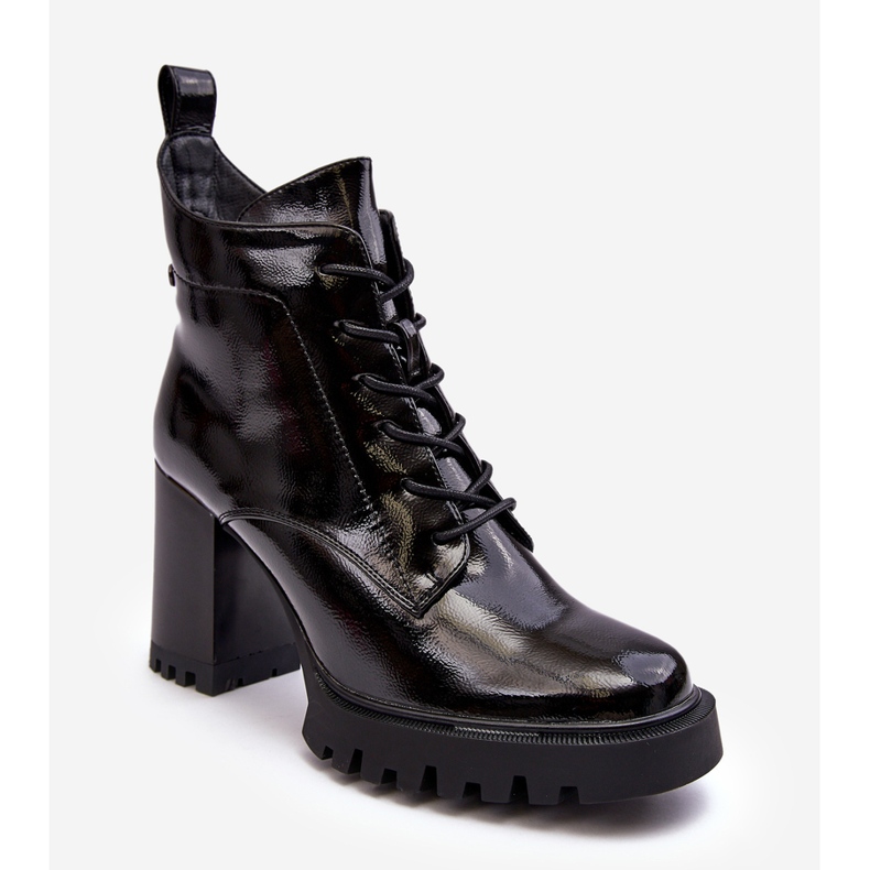 S.Barski Lakirane izolirane čizme na visoku petu, crne D&amp;A MR870-54 crna 1