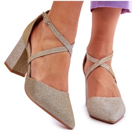 Moderne svjetlucave zlatne cipele na visoku petu zlatna 4