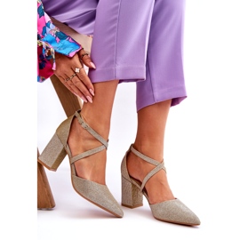 Moderne svjetlucave zlatne cipele na visoku petu zlatni 3