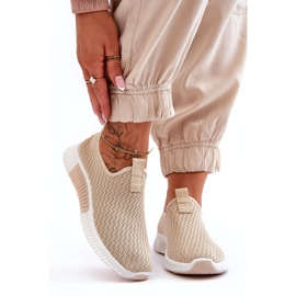 Klasične ženske sportske cipele s natikačama, bež 2