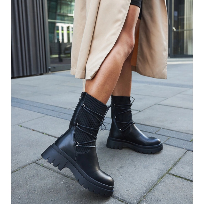 Inna Eliot crne sock gležnjače s vezicama crna 2