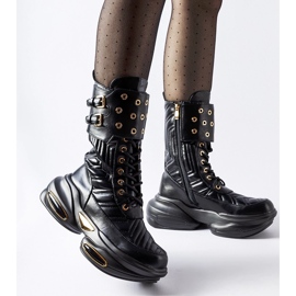 Crne gležnjače ukrašene Veronese prošivanjem crno 1