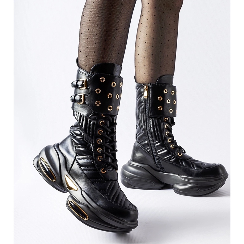 Crne gležnjače ukrašene Veronese prošivanjem crno 1