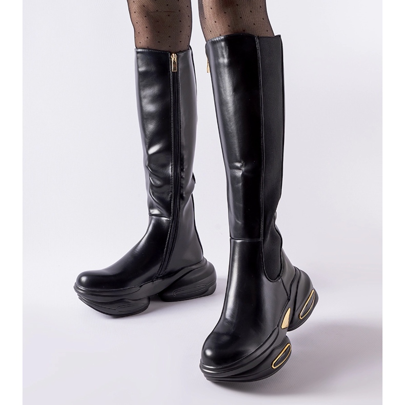 Inna Crne Tanas čizme s masivnim potplatom crna 1