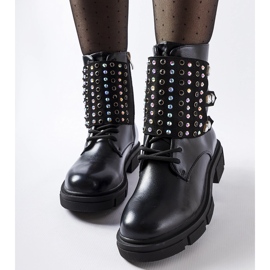 Crne gležnjače ukrašene Cento cirkonima crna 2