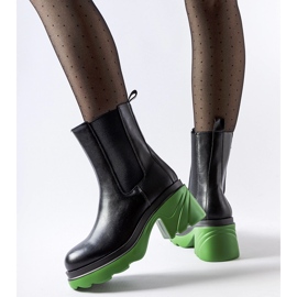 Crne izolirane gležnjače sa zelenom Tirano petom crno 1