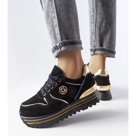 Crno-zlatne platform tenisice iz Therriena crna 1