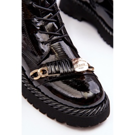 Ženske lakirane radne gležnjače s ukrasom crne S.Barski MR870-67 crno 4