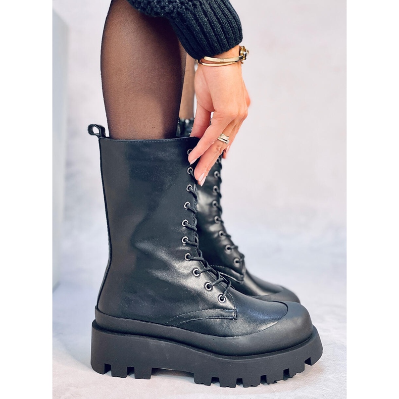 Knight crne čizme na vezanje crno 2