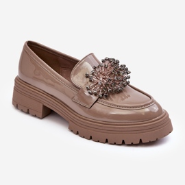 WD1 Ženske ukrašene lakirane cipele, bež Annella 1