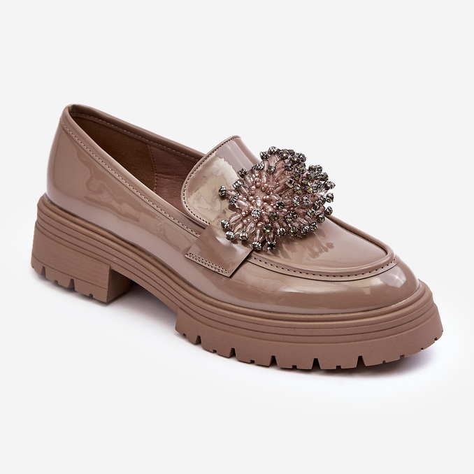 WD1 Ženske ukrašene lakirane cipele, bež Annella 1