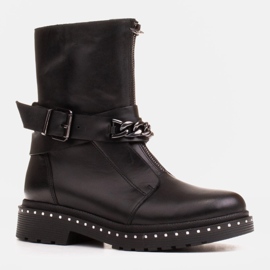 Marco Shoes Marco 1262B ženske planinarske čizme s lancem, Glany crna 1