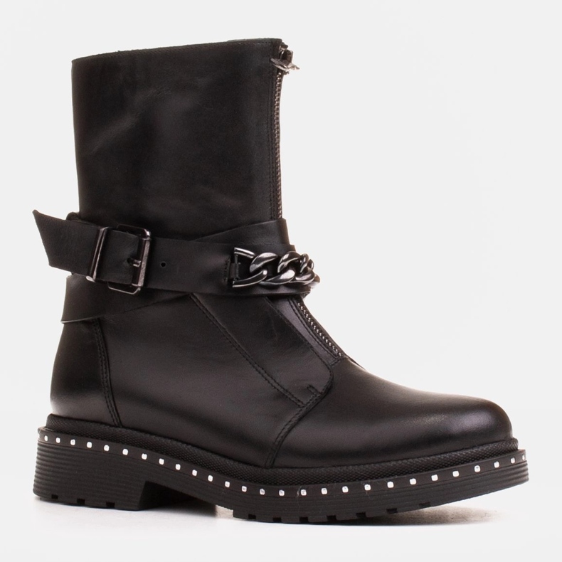 Marco Shoes Marco 1262B ženske planinarske čizme s lancem, Glany crno 1