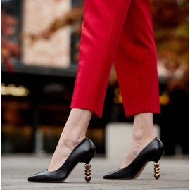 Marco Shoes Kožne štikle od mekane zrnaste kože s kamenjem crno 2