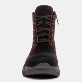 Marco Shoes Ženske crne kožne čizme s crvenim rubovima crno 1