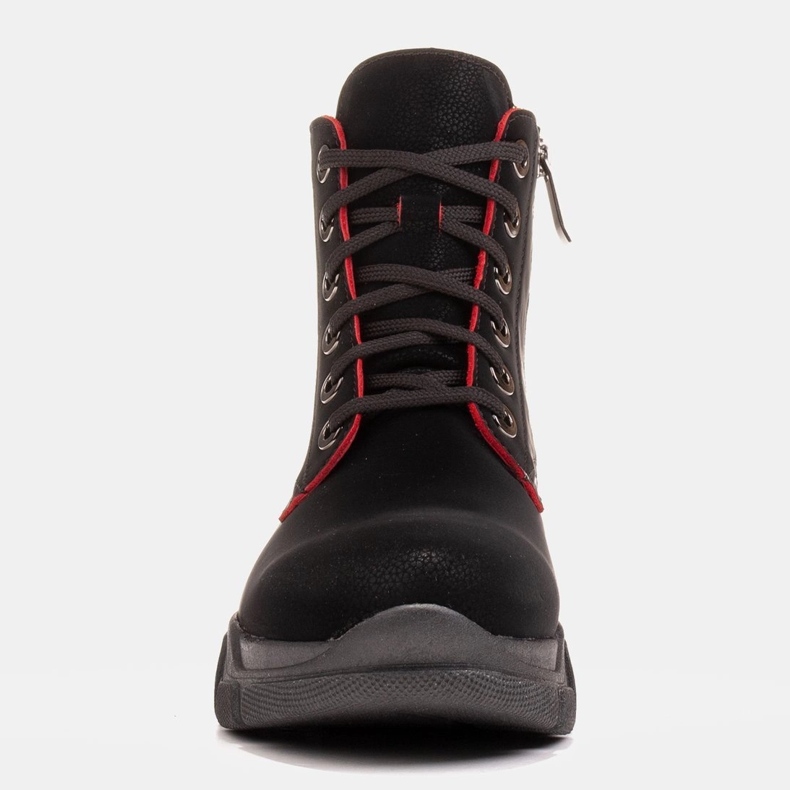 Marco Shoes Ženske crne kožne čizme s crvenim rubovima crna 1