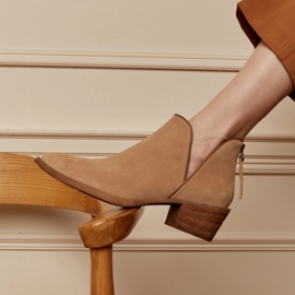 Marco Shoes Čizme od prirodne kože s V izrezom bež 1