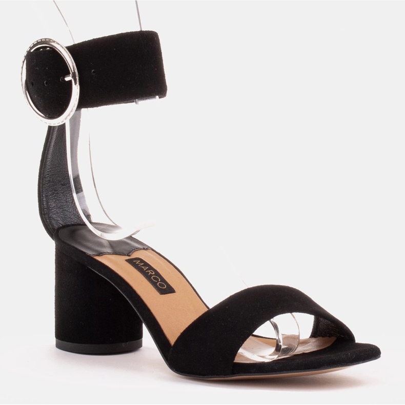 Marco Shoes Ženske kožne sandale s ukrasnom kopčom crna 1