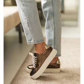 Marco Shoes Ženske tenisice od prave kože na debelom potplatu zlatna 1