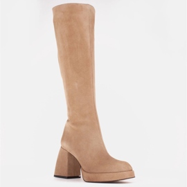 Marco Shoes Elegantne Patrizia čizme na platformi bež 1