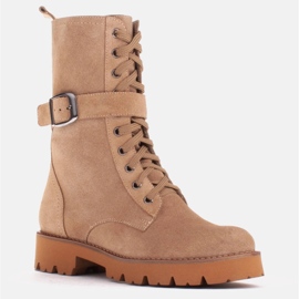 Marco Shoes Čizme na vezice na laganom potplatu 2118B bež 1