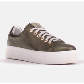 Marco Shoes Ženske tenisice od prave kože na debelom potplatu zelena 1