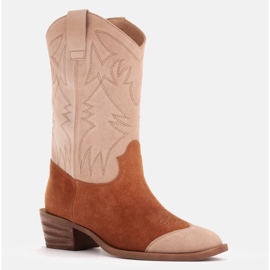Marco Shoes Vezene kaubojske čizme od antilopa 2205B-813-096-1 bež smeđa 1
