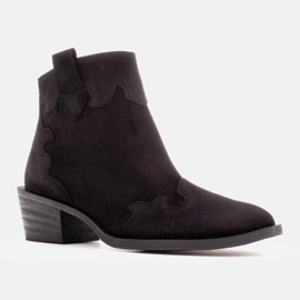 Marco Shoes Elegantne kožne gležnjače s niskim potpeticama crna 1