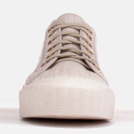 Marco Shoes Tenisice od tkanine sa zlatnim koncem bež 1