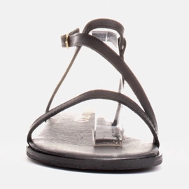 Marco Shoes Kožne sandale s ravnim dnom crna 2