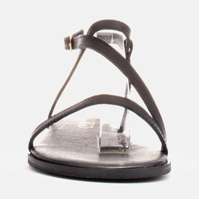 Marco Shoes Kožne sandale s ravnim dnom crno 2