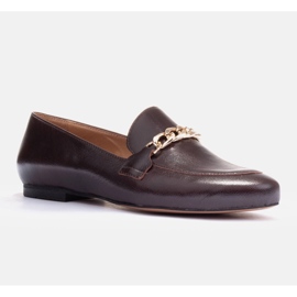 Marco Shoes Balerine sa zlatnim lancem smeđa 2