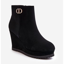 WJ2 Ženske gležnjače na wedge s malim ukrasima, crna Bertolina crno 1