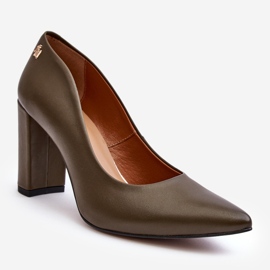 Kožne cipele na visoku petu Laura Messi 2624/227 Tamno zelene zelena 1