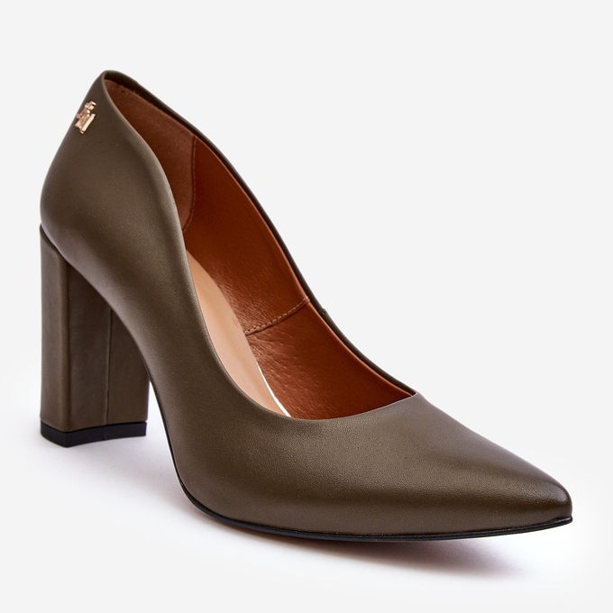 Kožne cipele na visoku petu Laura Messi 2624/227 Tamno zelene zelena 1