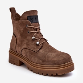 Sergio Leone Ženske niske tople čizme s patentnim zatvaračem, tamno bež Cameronia 1