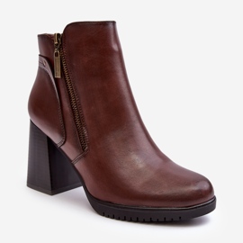 Sergio Leone Ženske gležnjače na visoku petu s patentnim zatvaračima, smeđe Ryelle smeđa 1