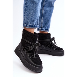 FG2 Ženske čizme za snijeg s platformom crne Ahatissa crno 2