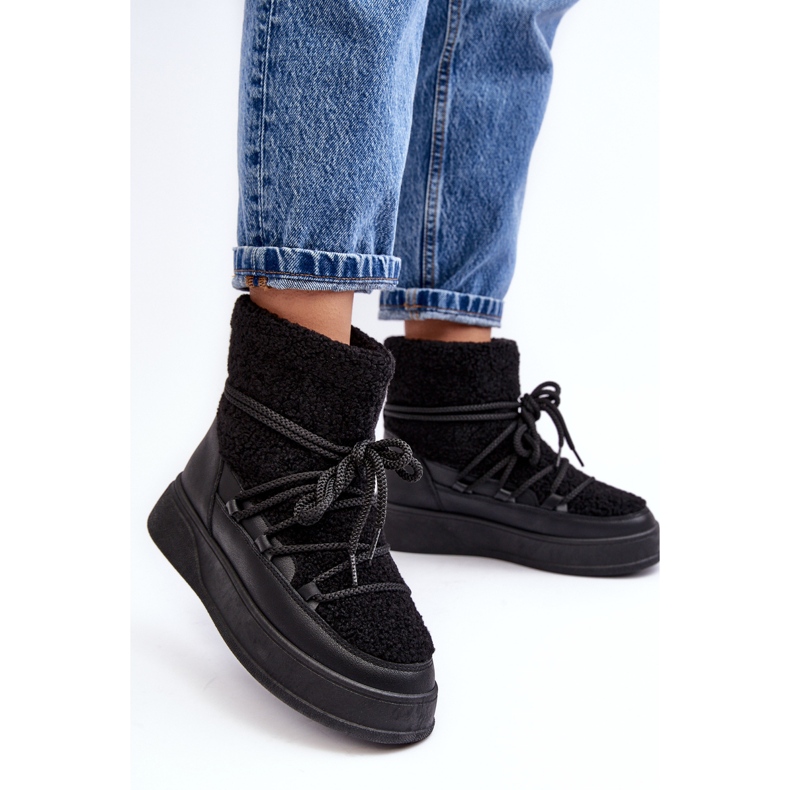 FG2 Ženske čizme za snijeg s platformom crne Ahatissa crno 2