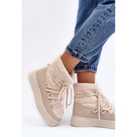 FG2 Ženske čizme za snijeg s platformom svijetlo bež Ahatissa 2